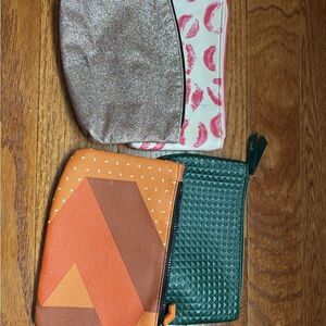 ipsy Cosmetic Bags Set - Glitter, Lips, Geometric, Textured Green